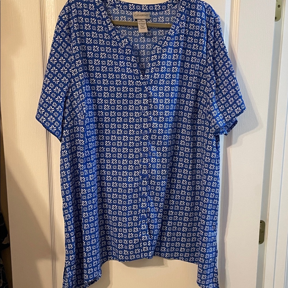 Catherines Navy Patterned Blouse